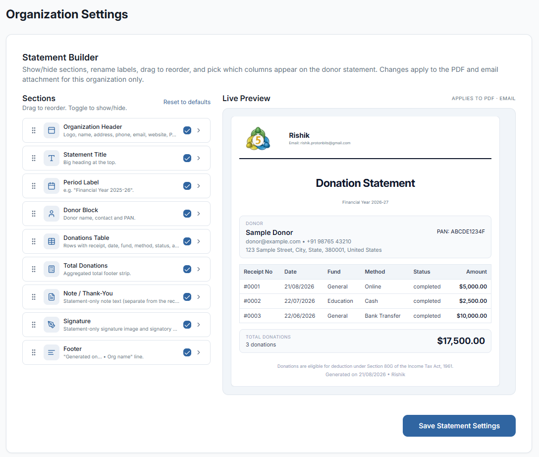 screenshot of DonorKite