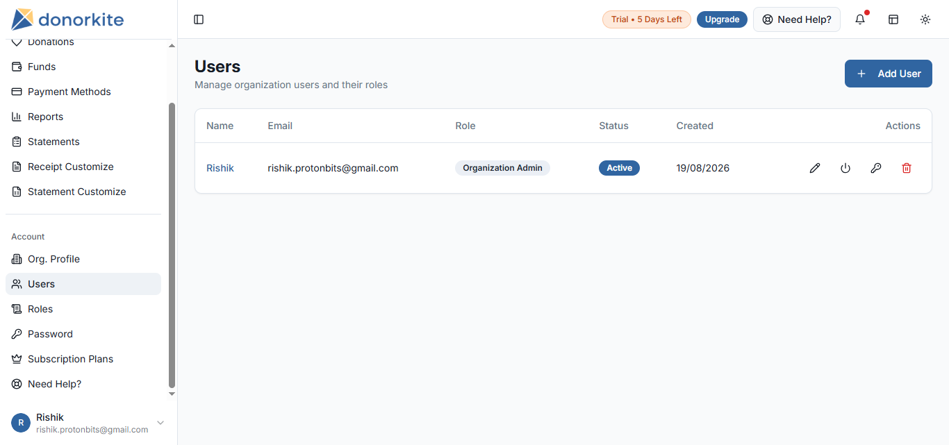 screenshot of DonorKite