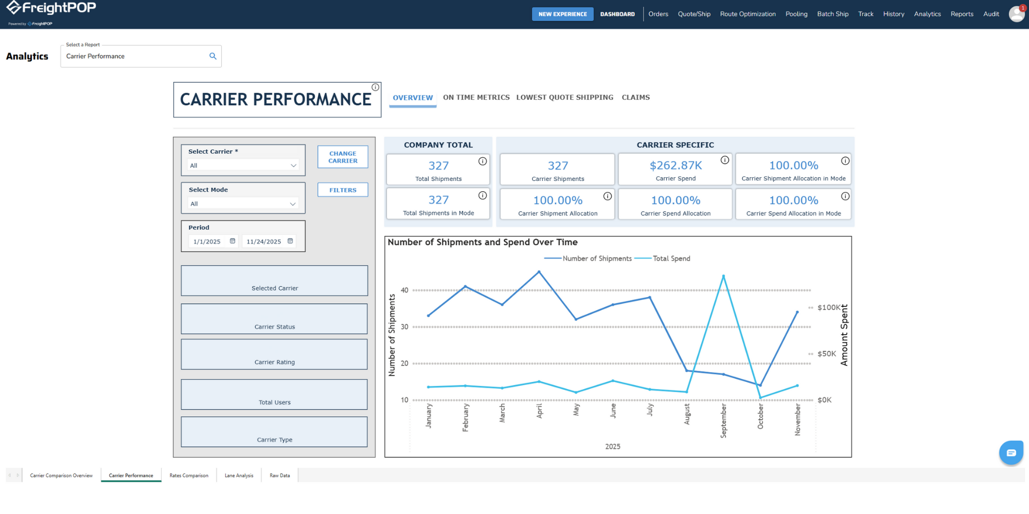 screenshot of FreightPOP