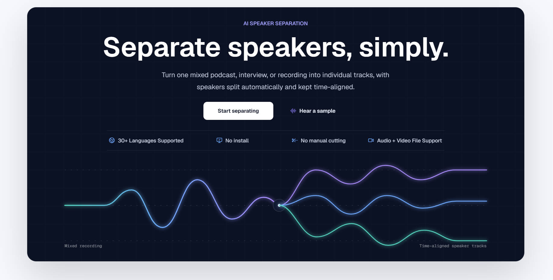 screenshot of Seply online speaker splitter