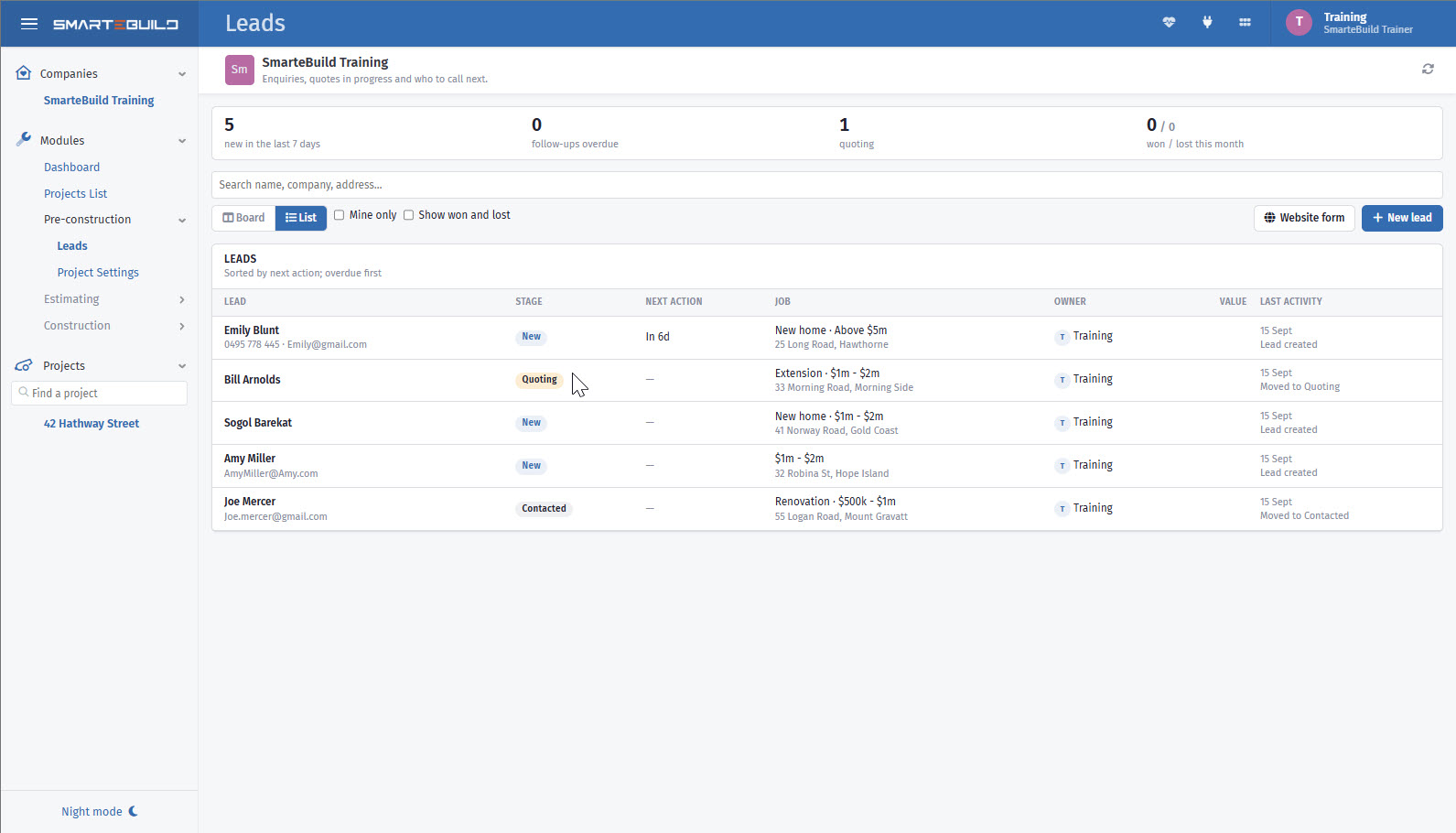 screenshot of SmarteBuild