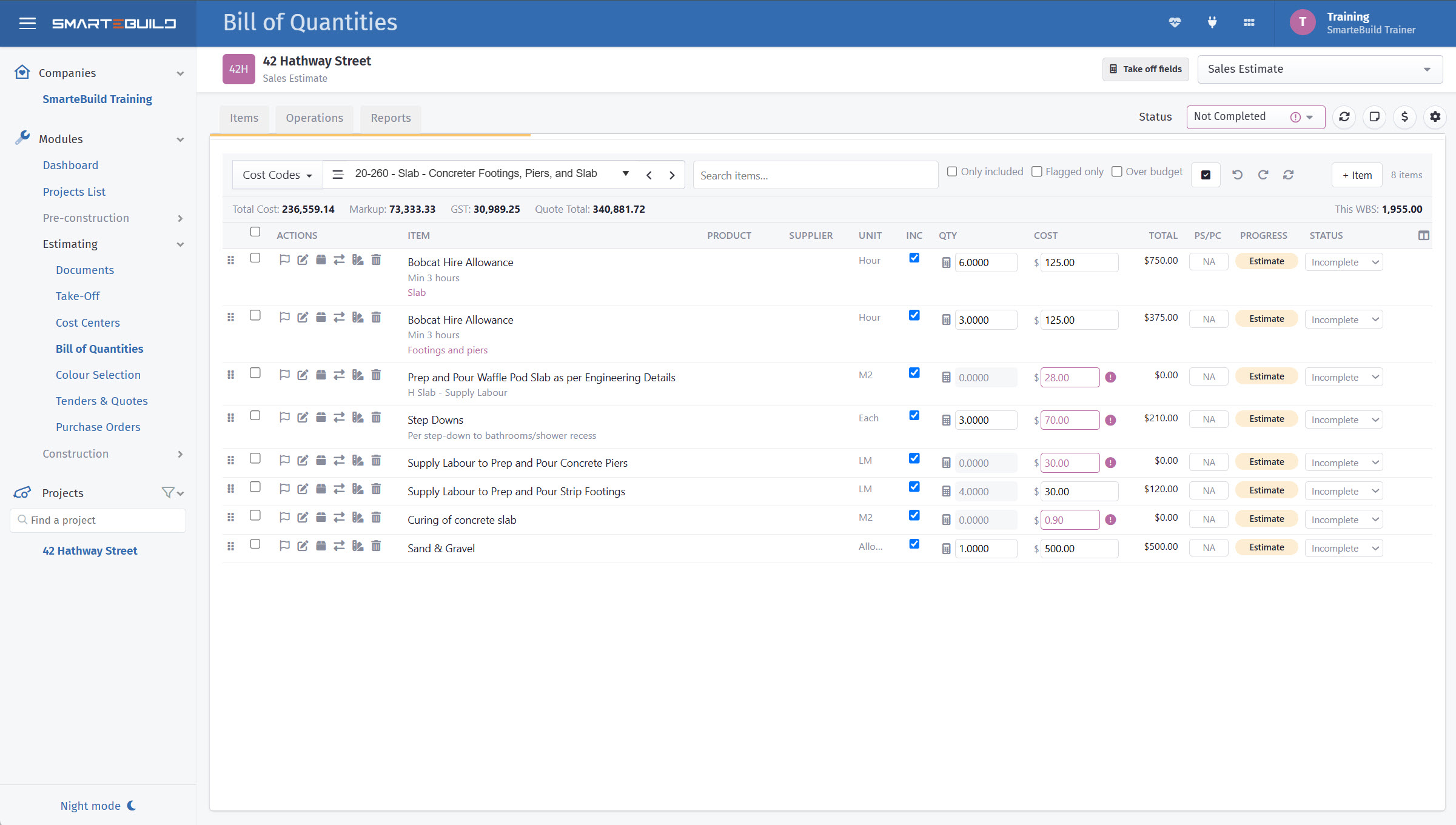 screenshot of SmarteBuild