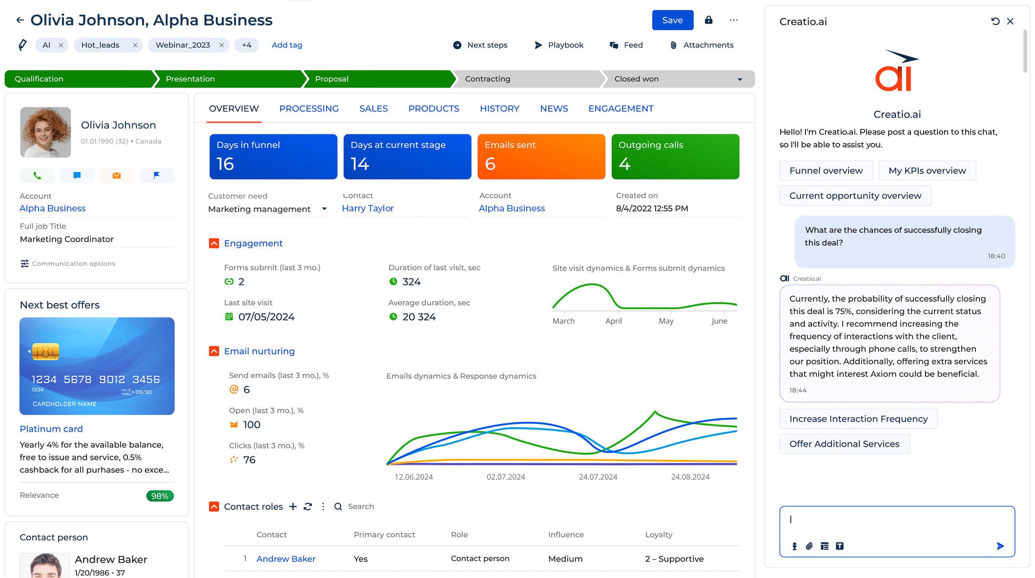screenshot of Creatio