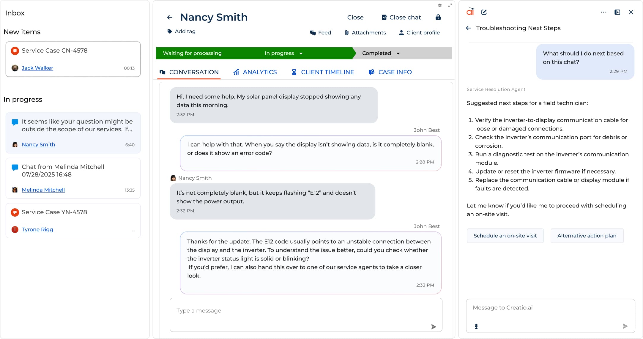 screenshot of Creatio