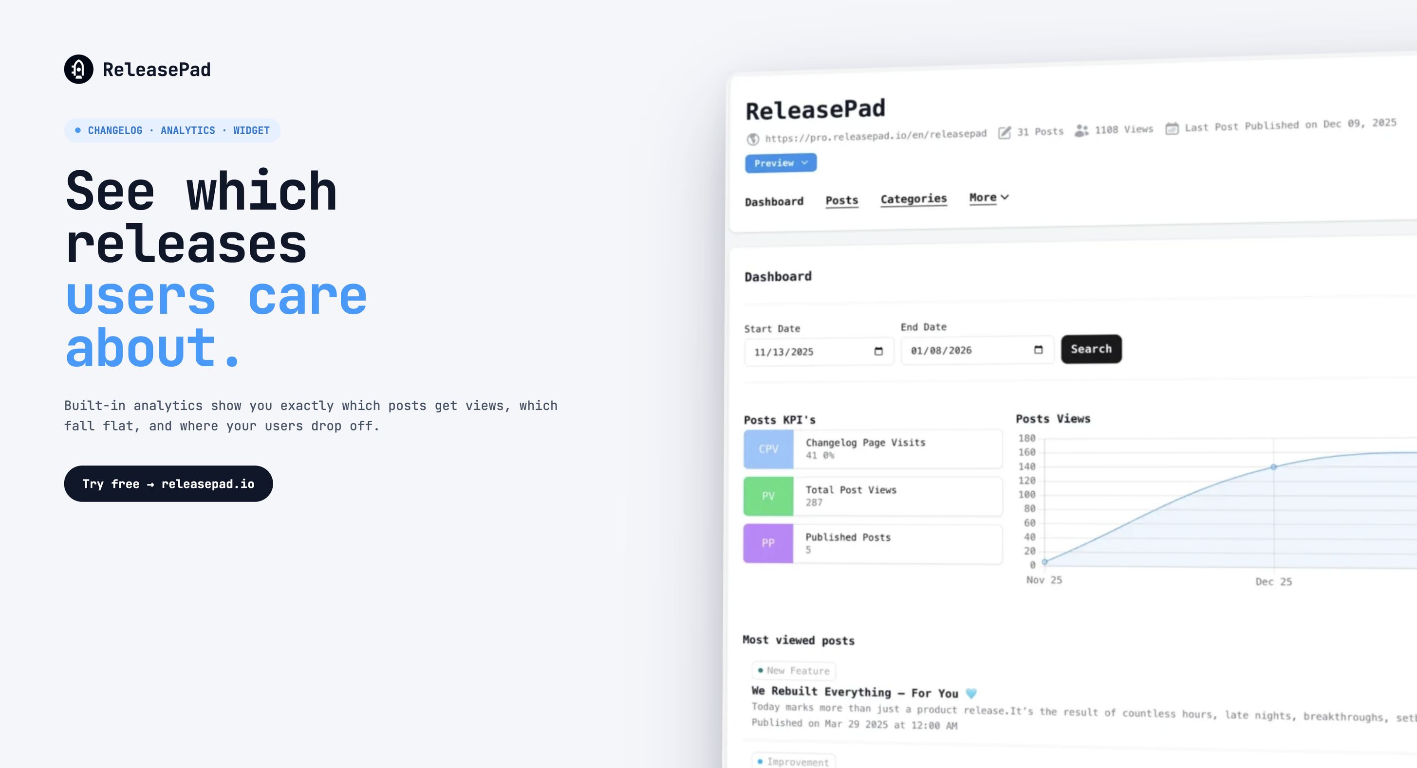 screenshot of ReleasePad