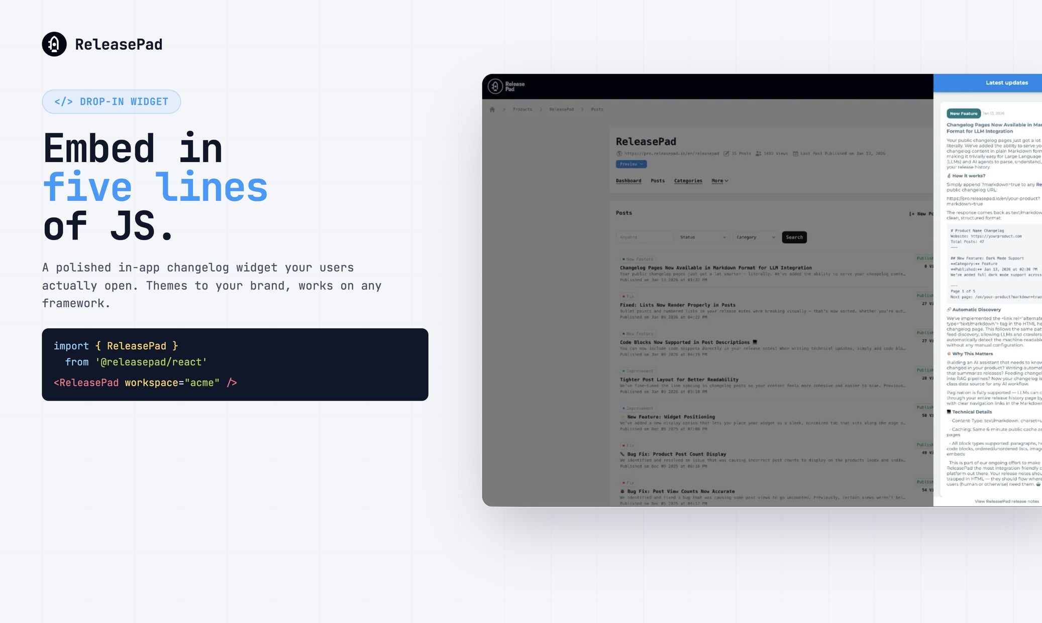 screenshot of ReleasePad