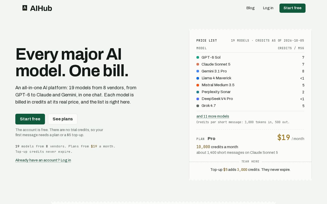 screenshot of AIHub