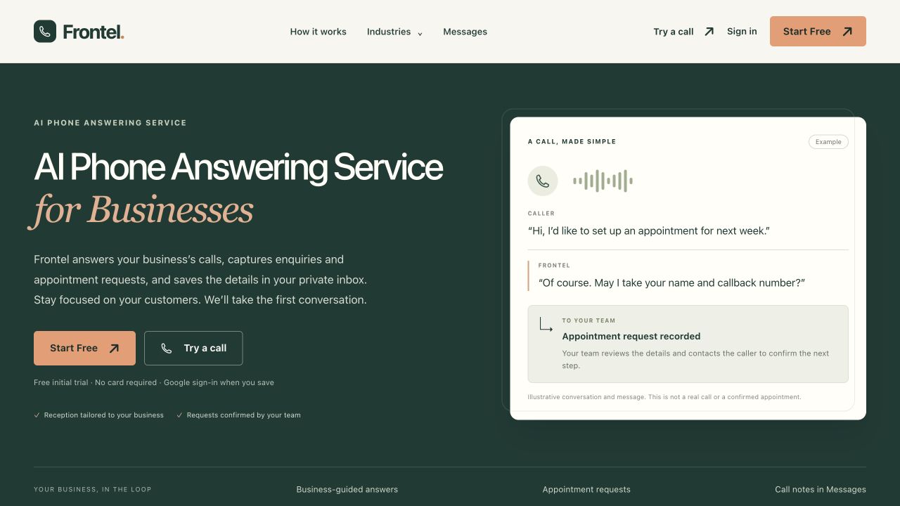 screenshot of Frontel