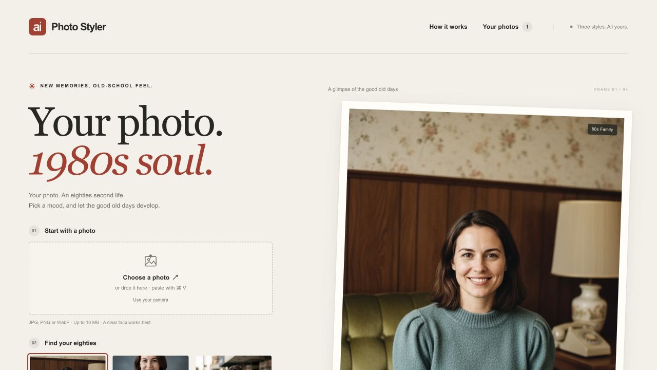 screenshot of AI Photo Styler