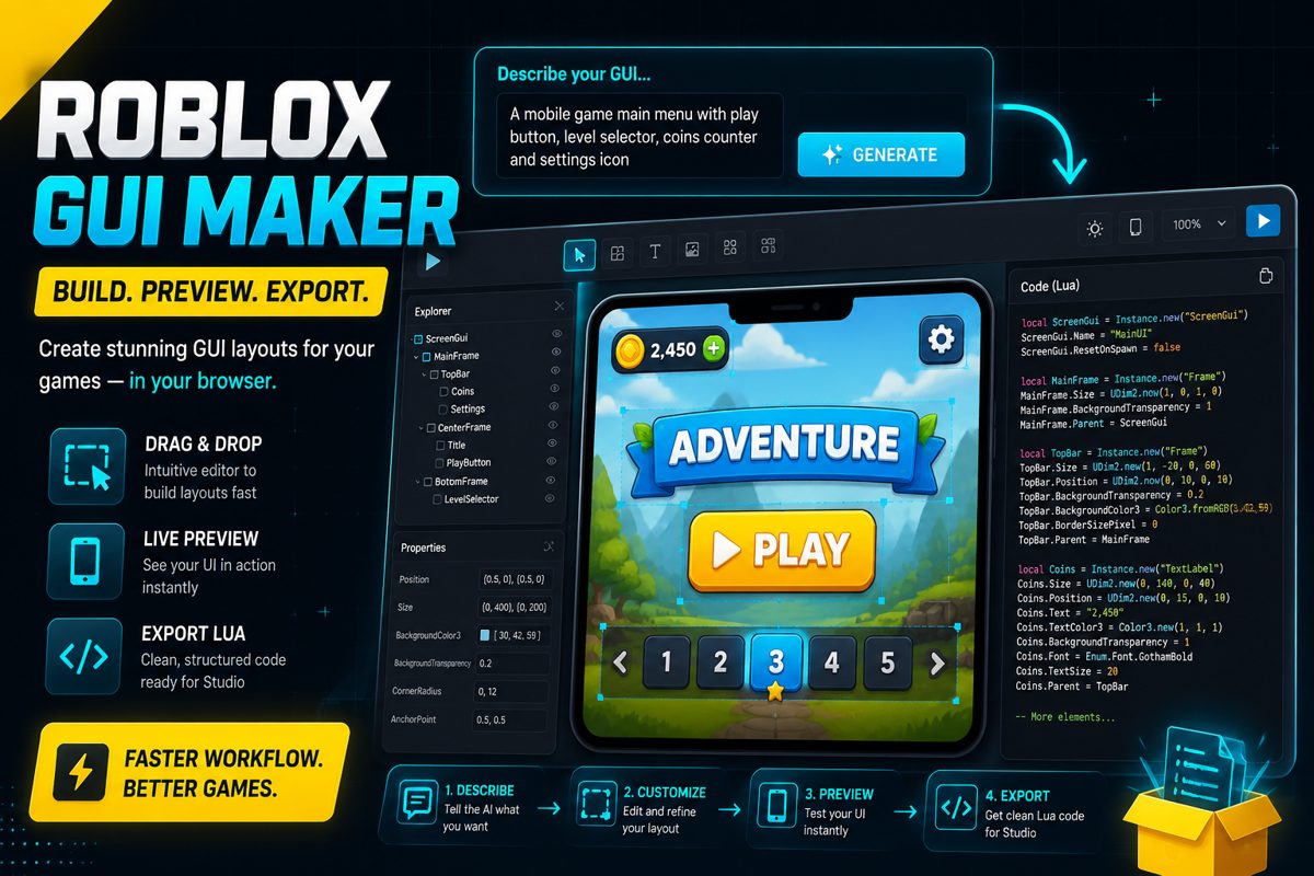 screenshot of Roblox GUI Maker