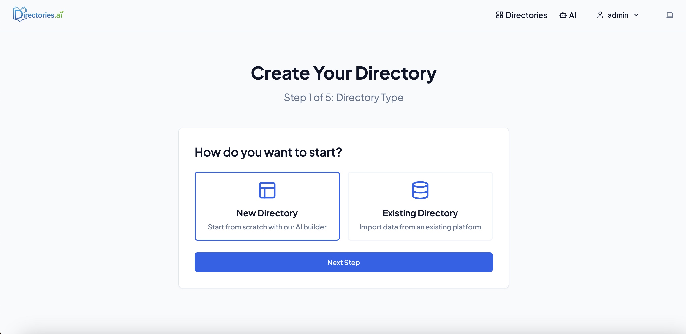 screenshot of Directories.ai