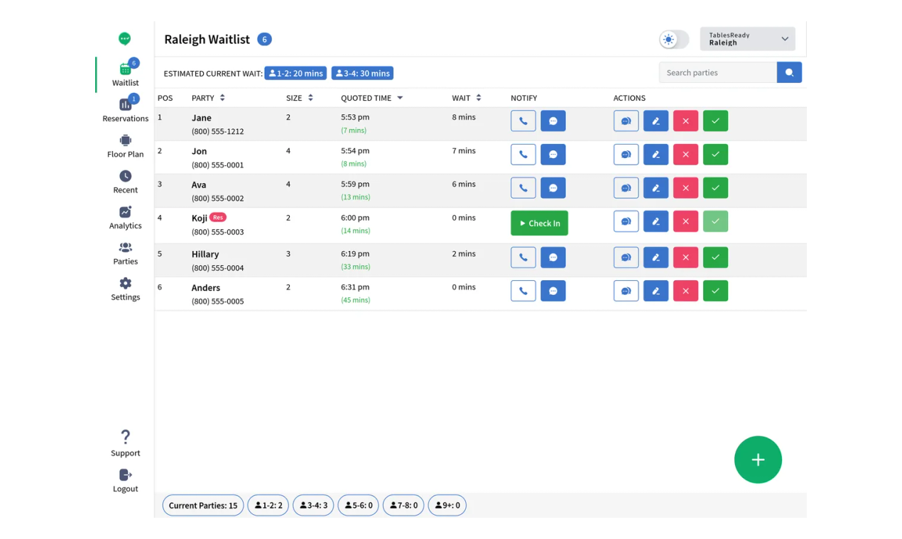 screenshot of TablesReady