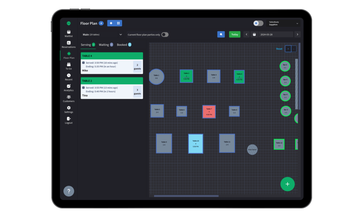 screenshot of TablesReady