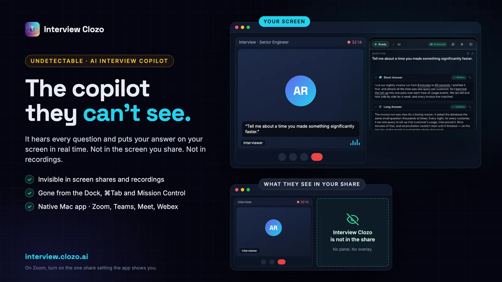 screenshot of Interview Clozo