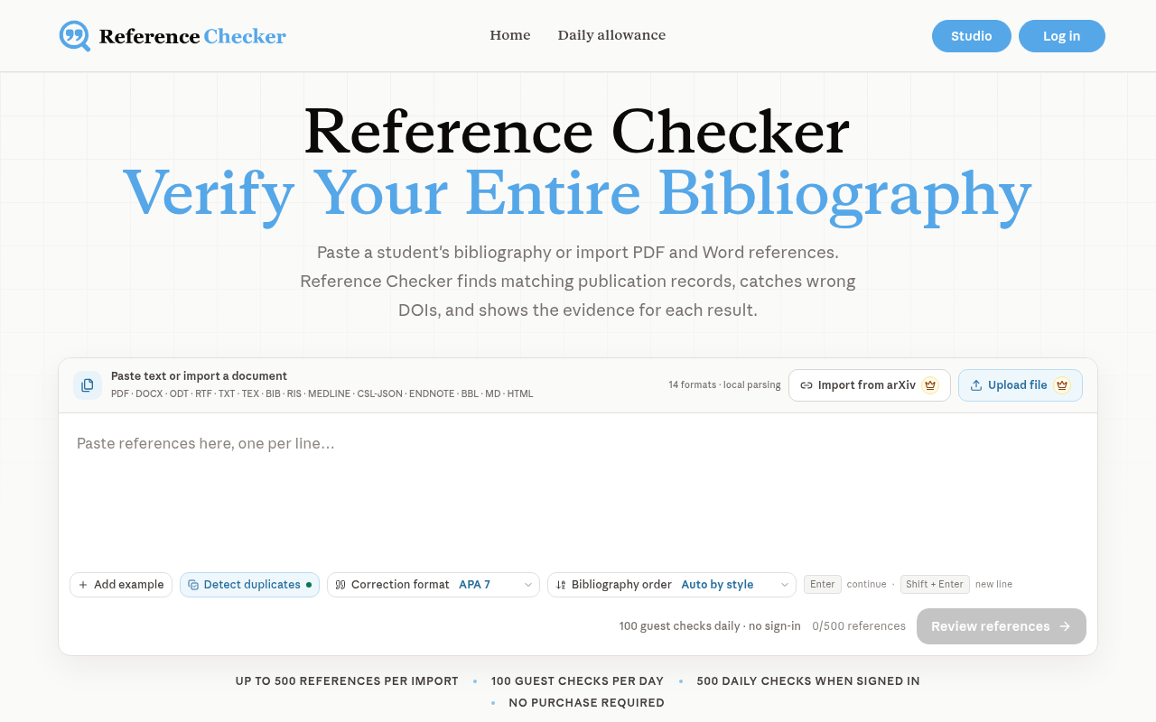 screenshot of Reference Checker