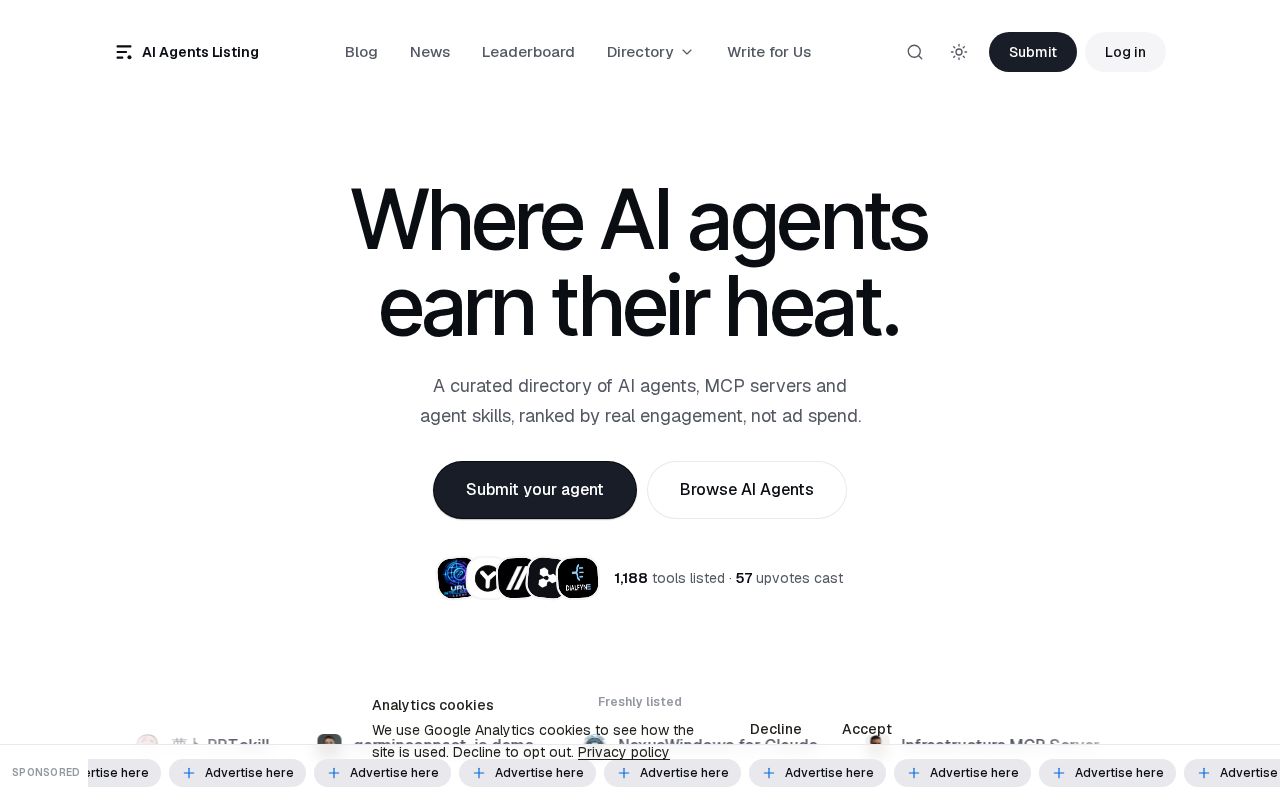 screenshot of AI Agents Listing