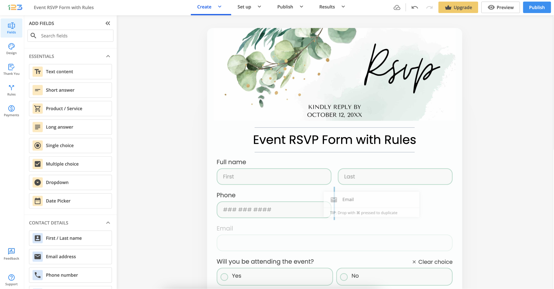 screenshot of 123FormBuilder