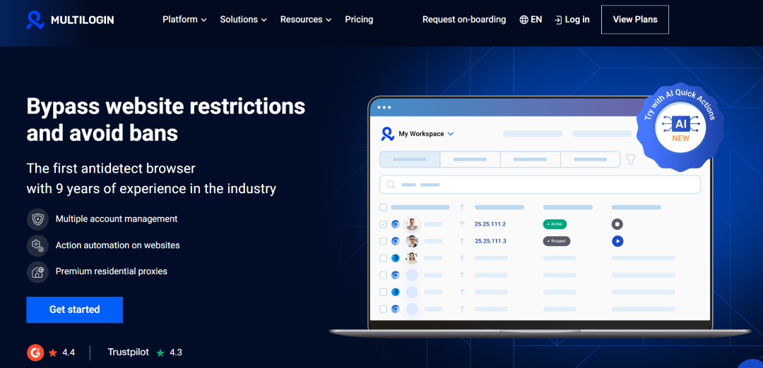 screenshot of Multilogin