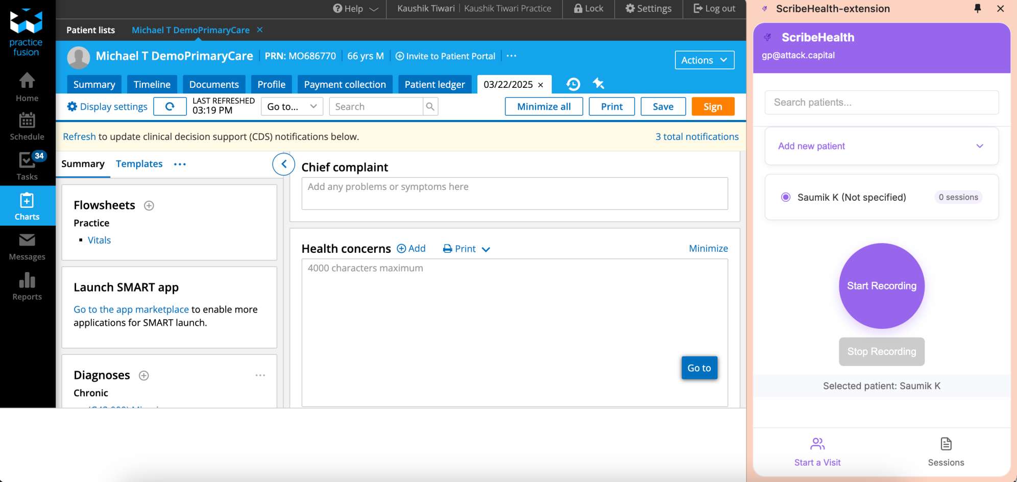 screenshot of Scribe Health