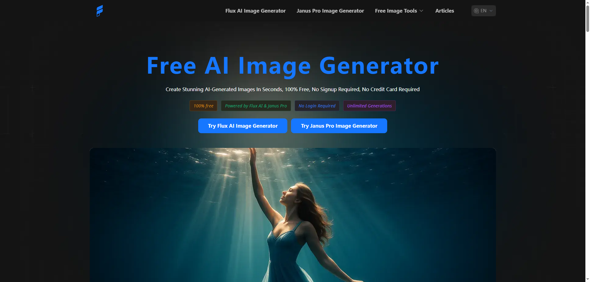 screenshot of Free AI Image Generator