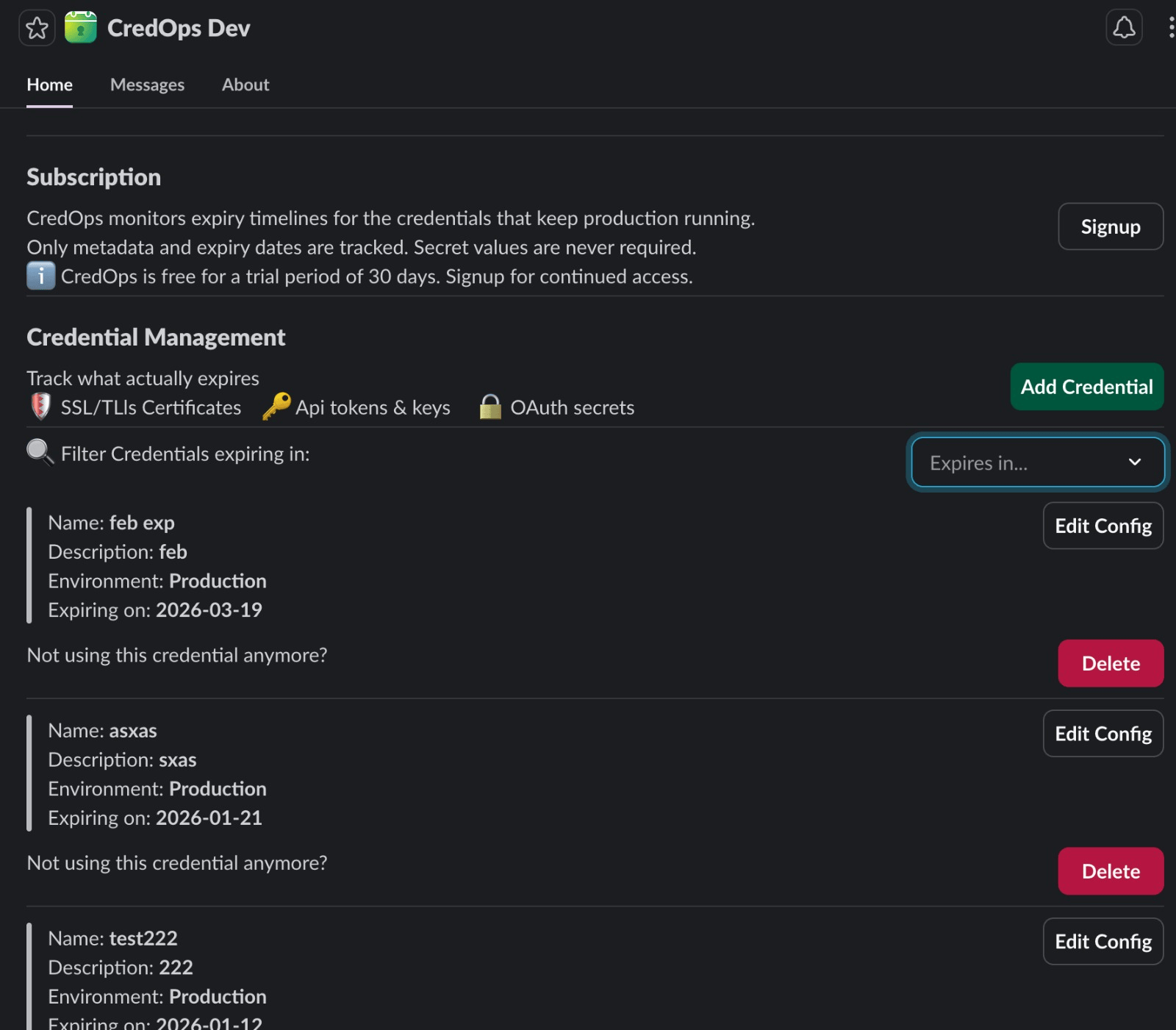 screenshot of Credops
