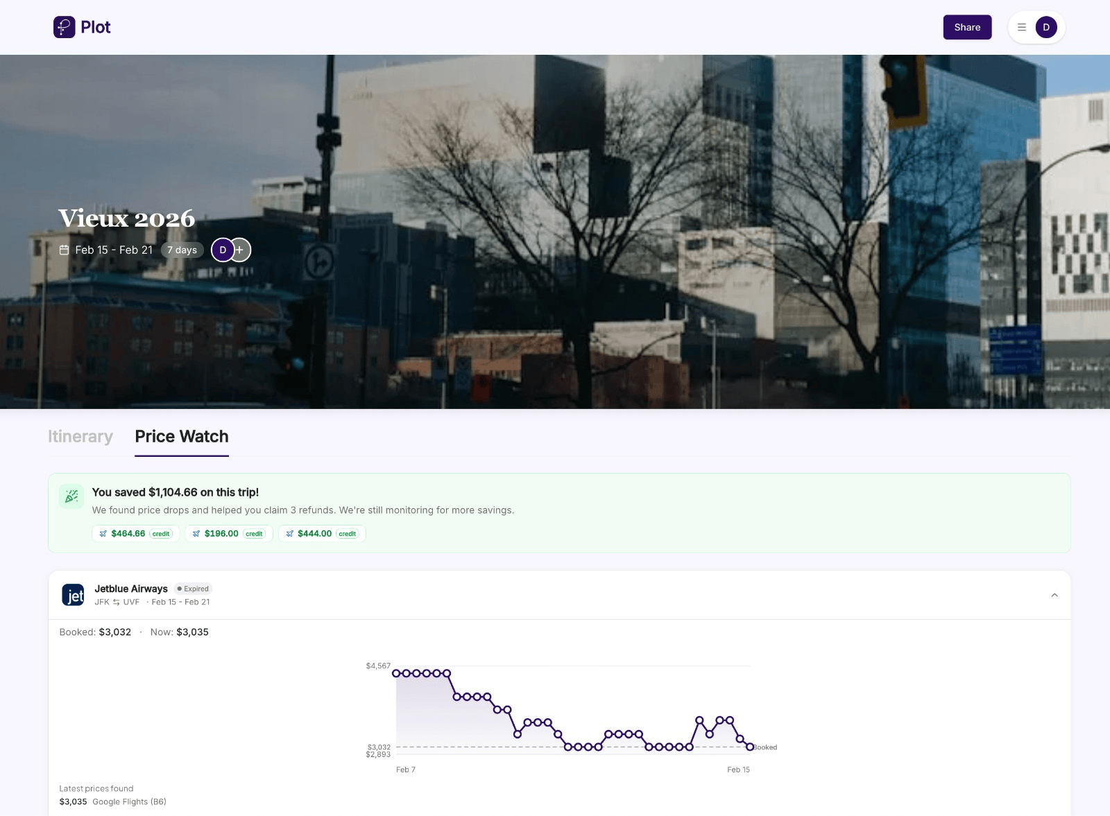 screenshot of Plot Travel