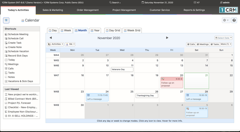 screenshot of 1CRM