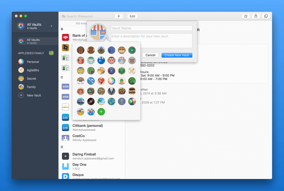 screenshot of 1Password
