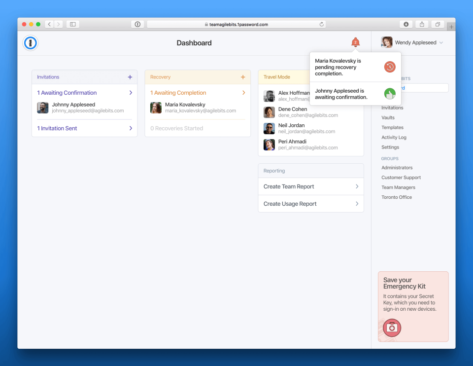 screenshot of 1Password