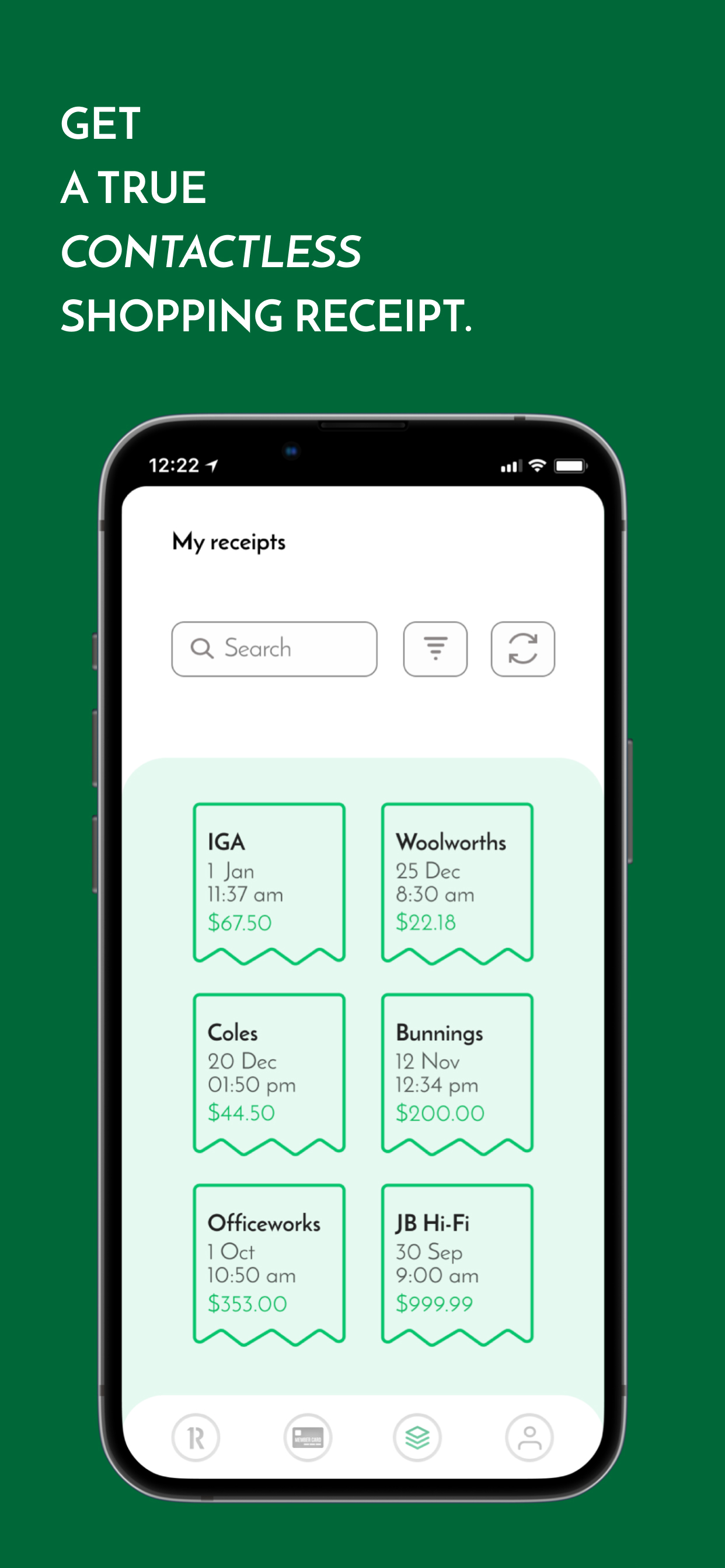 screenshot of 1receipt