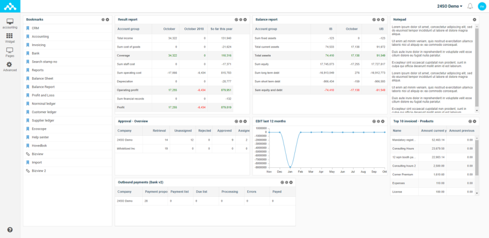 screenshot of 24SevenOffice