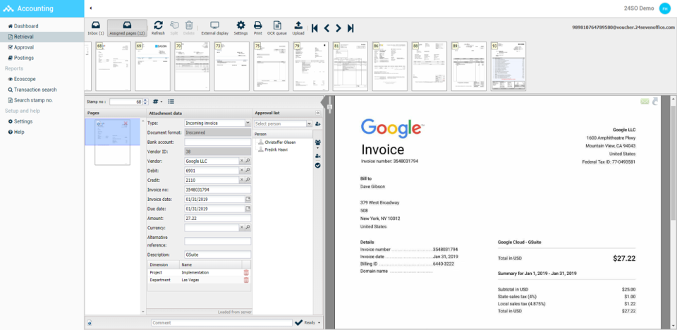 screenshot of 24SevenOffice