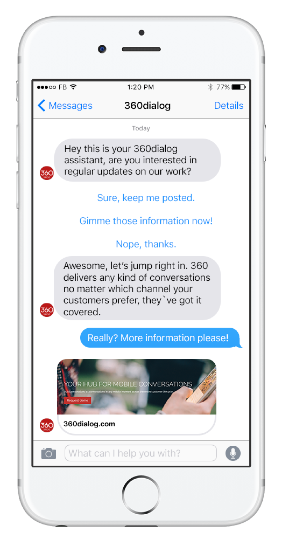 screenshot of 360dialog