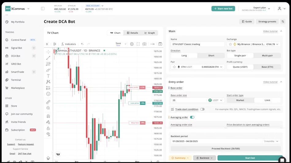 screenshot of 3Commas