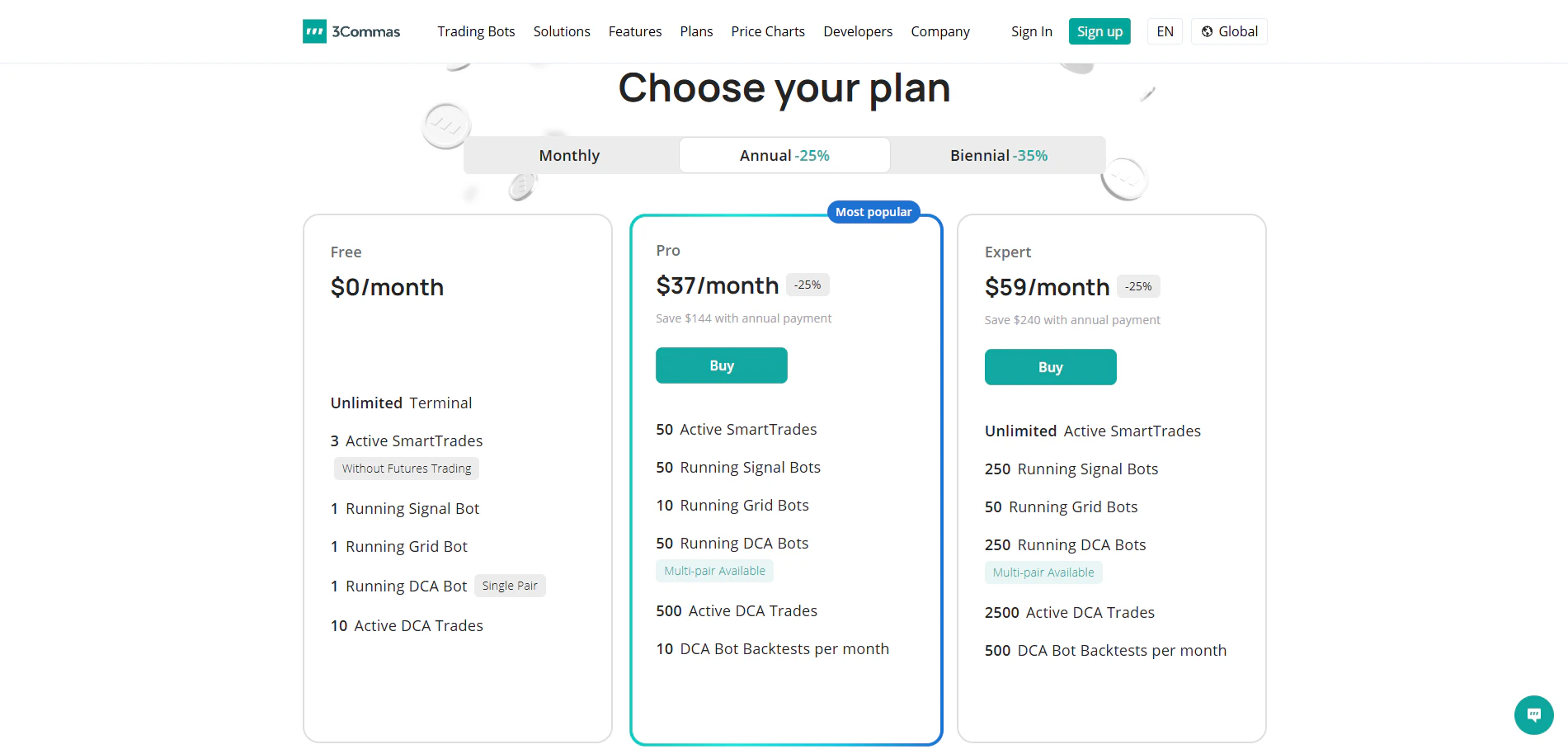 screenshot of 3Commas