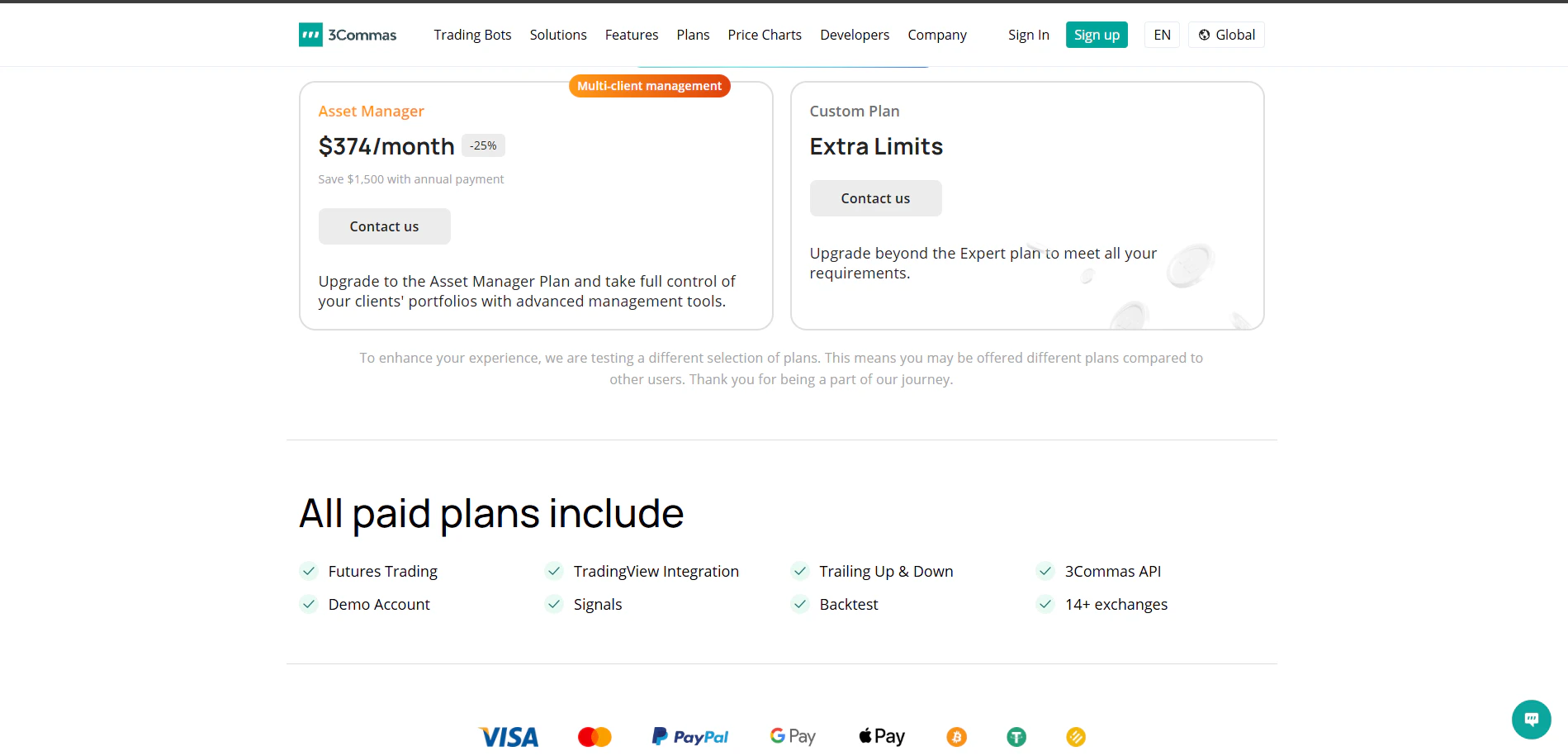 screenshot of 3Commas