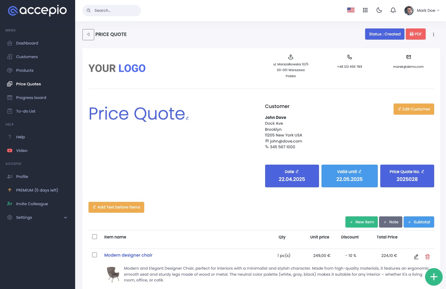 screenshot of ACCEPIO