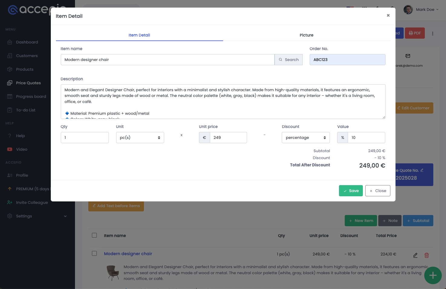 screenshot of ACCEPIO