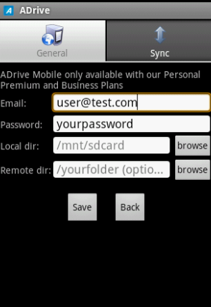 screenshot of ADrive