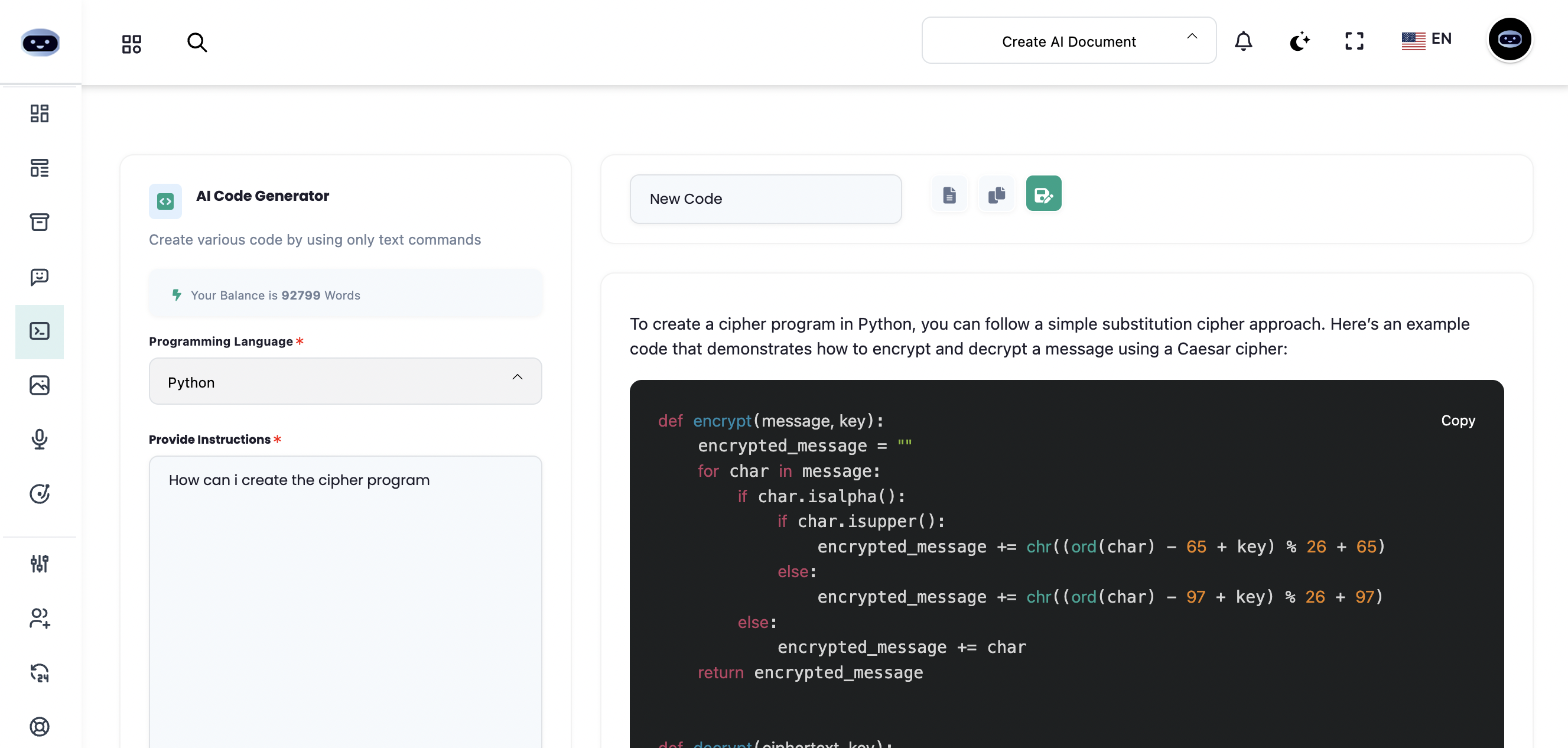 screenshot of AI-Wordsmith