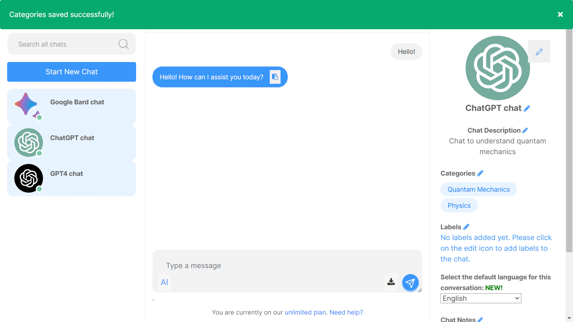 screenshot of AI4Chat