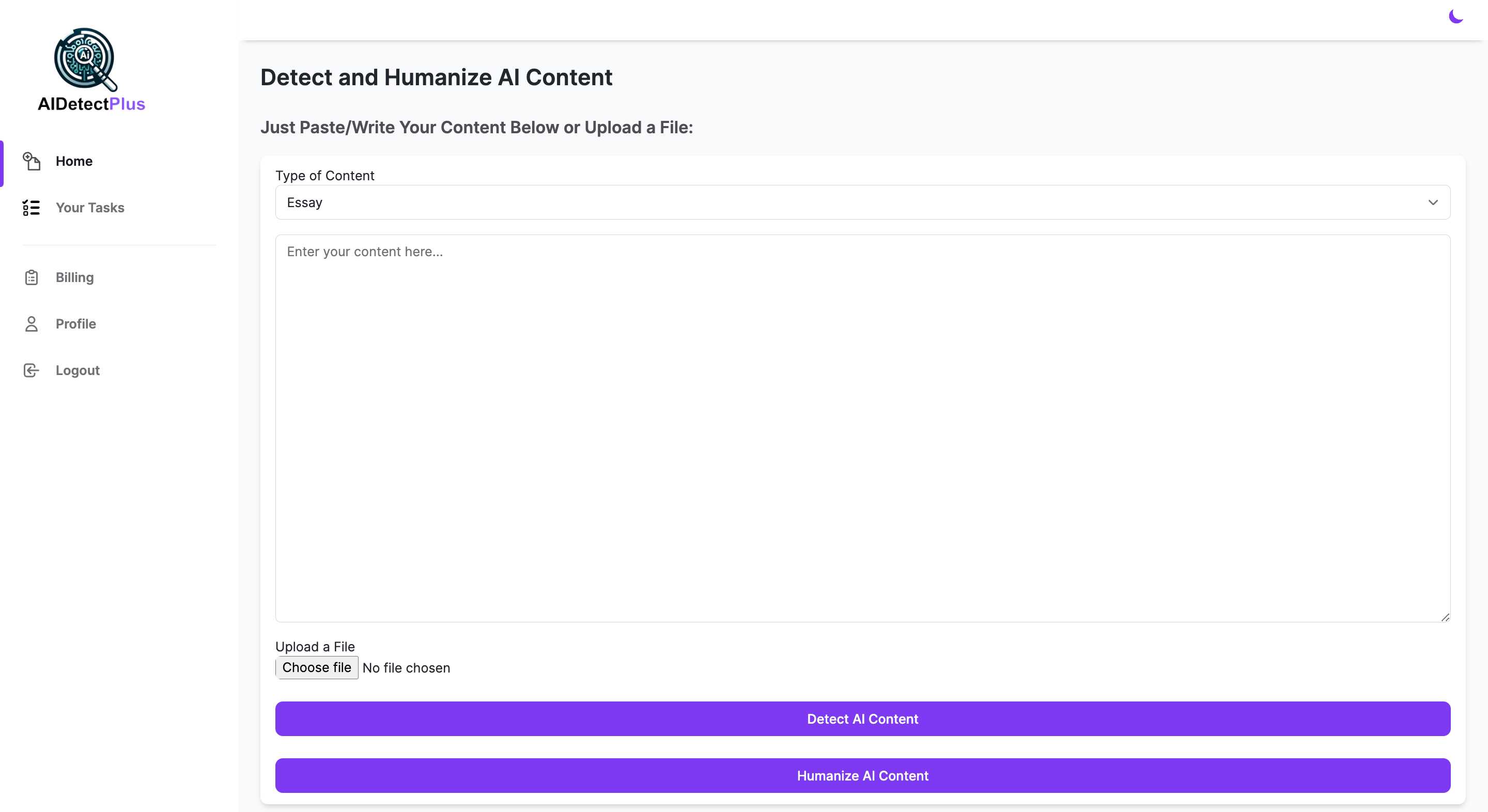 screenshot of AIDetectPlus