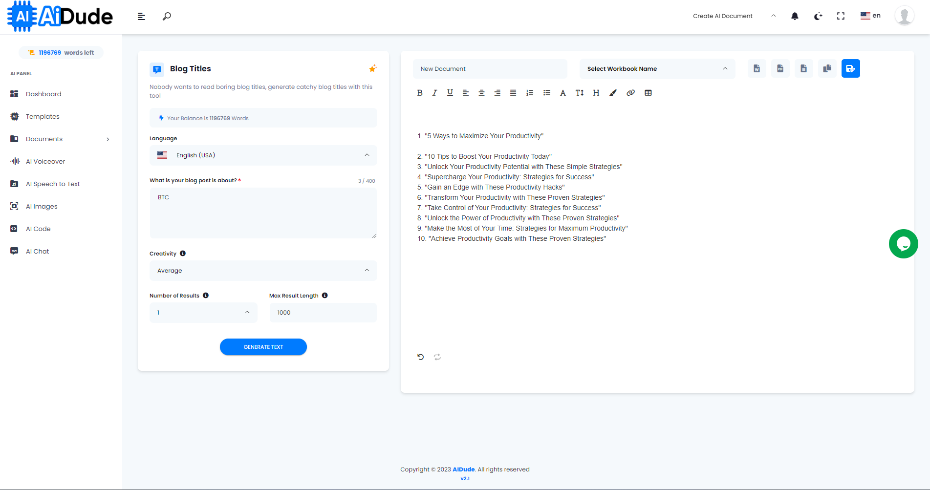 screenshot of AIDude