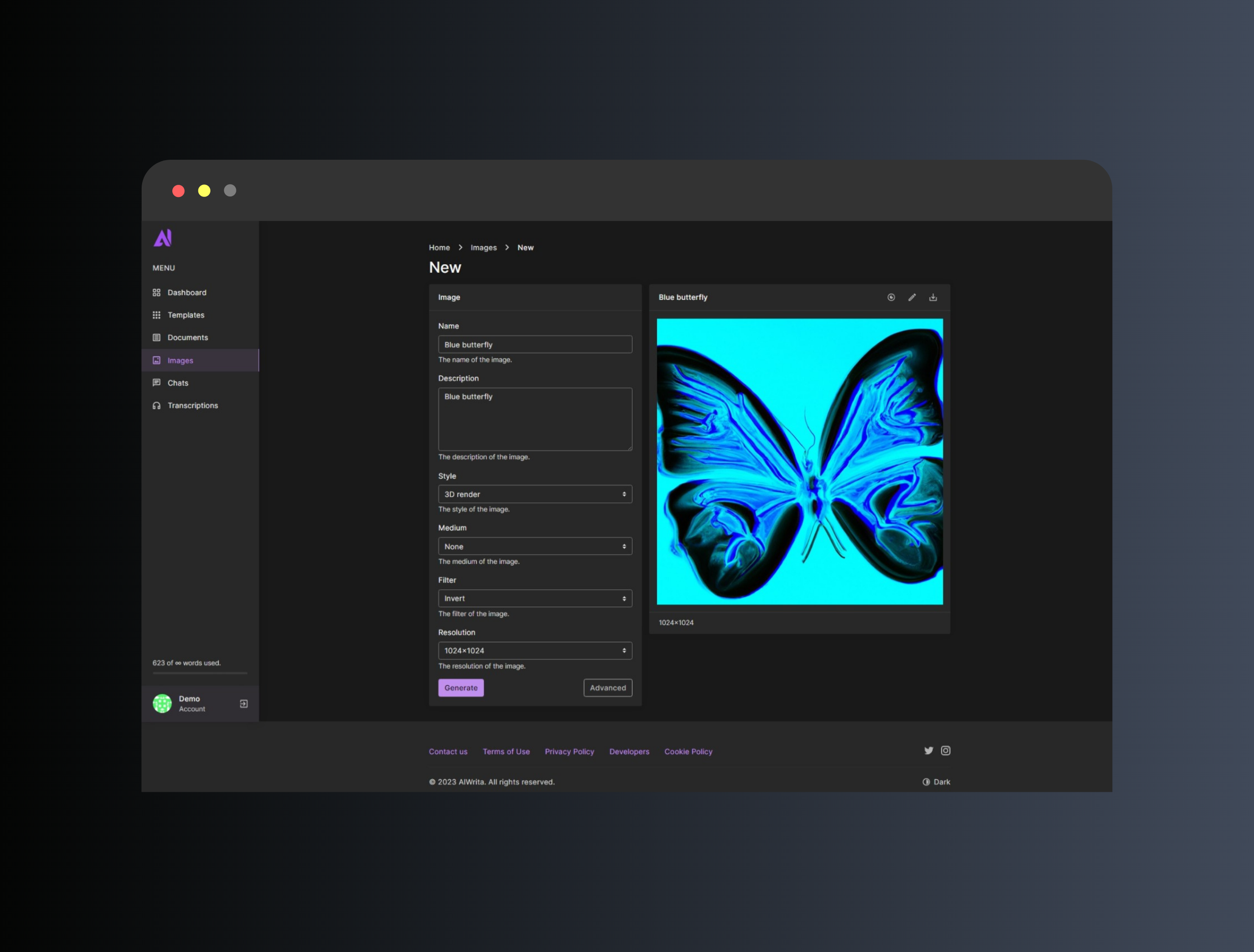screenshot of AIWrita