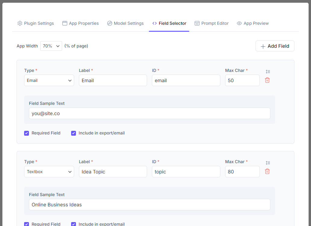 screenshot of AIappOnsite