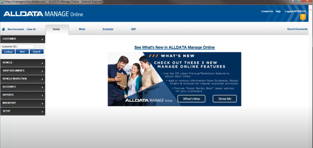 screenshot of ALLDATA