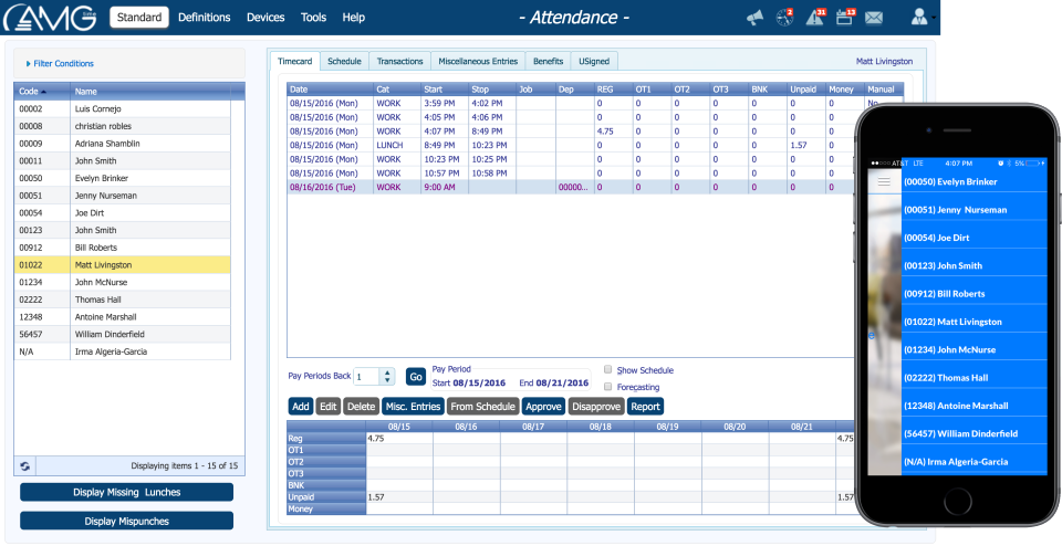 screenshot of AMGtime