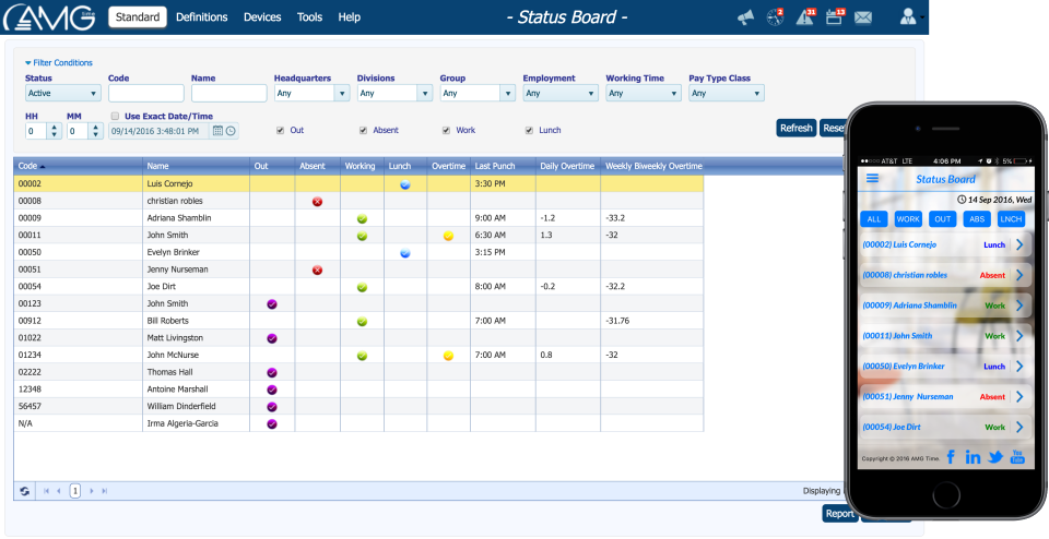 screenshot of AMGtime