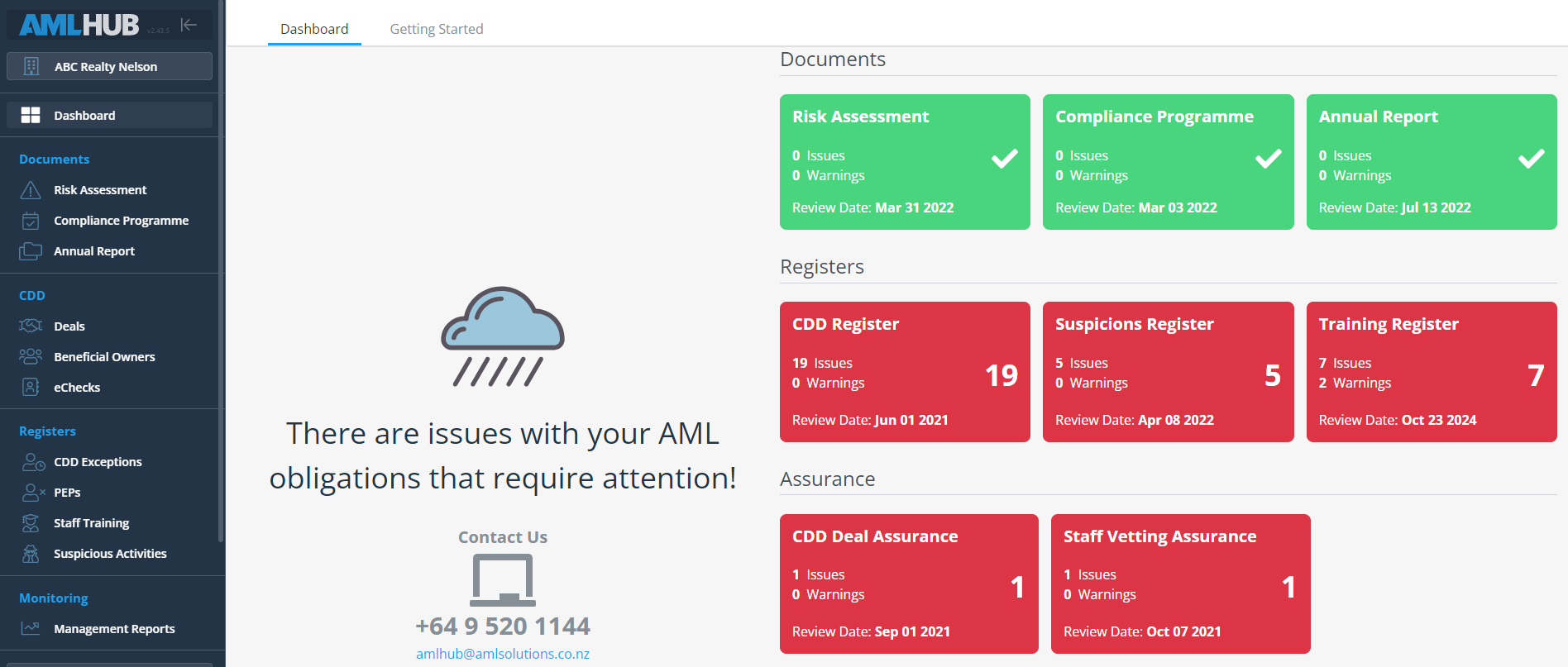 screenshot of AMLHUB