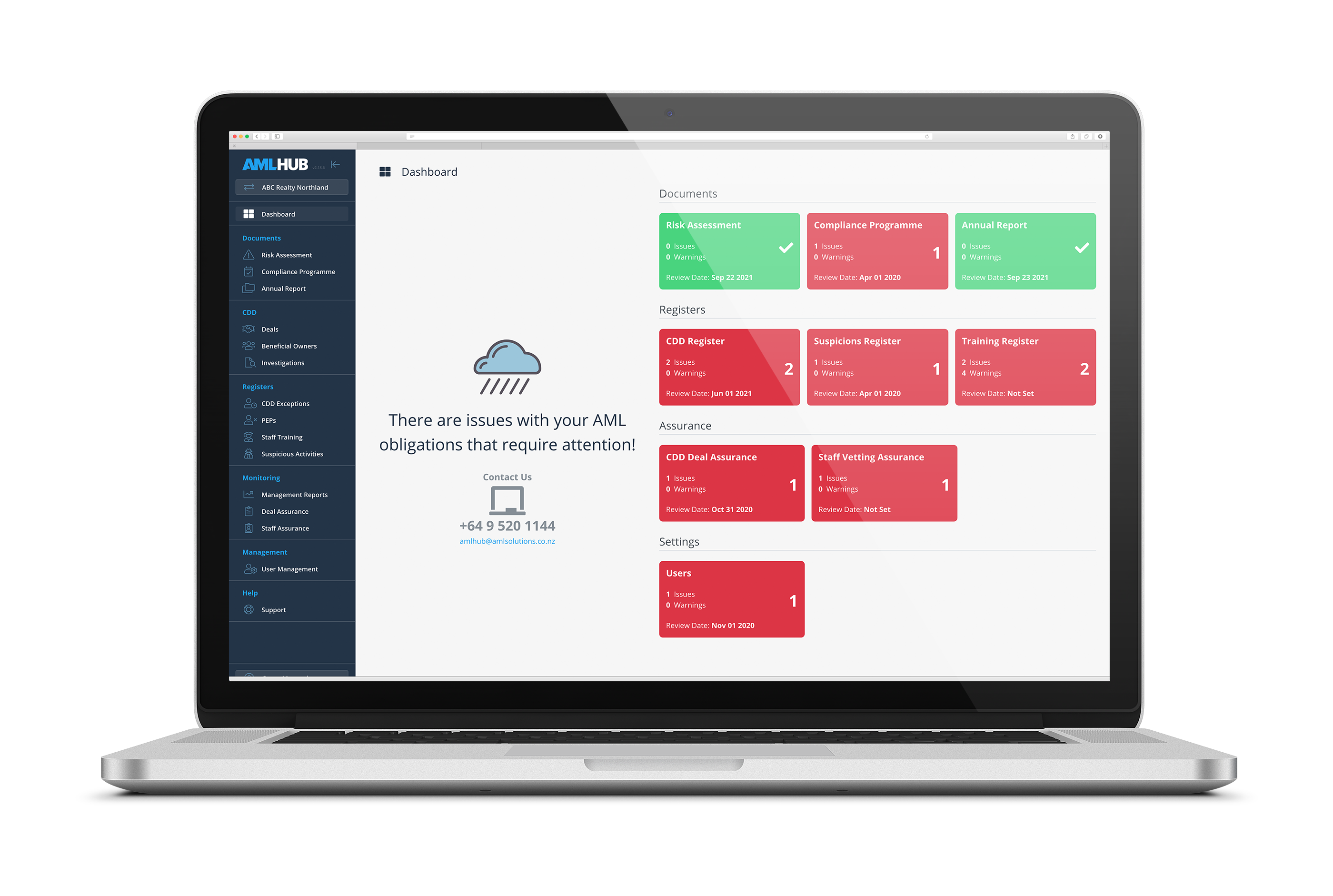 screenshot of AMLHUB